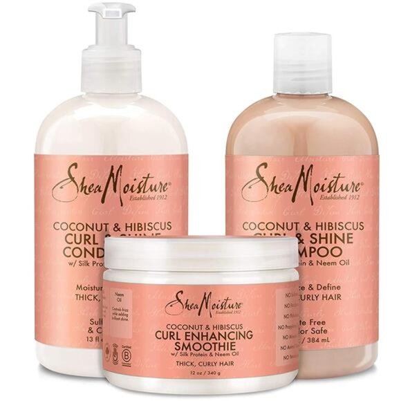 Coconut & Hibiscus Curl & Shine Bundle – Shampoo, Conditioner + Curl Enhancing
